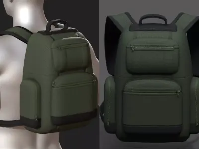 Backpack Camping Generic military Black baggage Low-poly 3D model