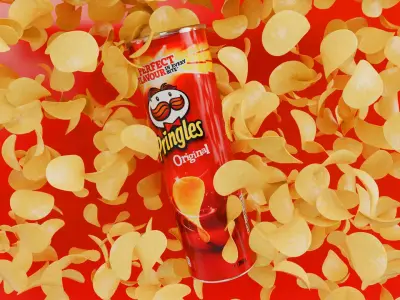 Realistic Pringles Original Packaging Detailed and Animated 3D model