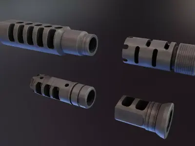 Muzzle Brakes Free low-poly 3D model