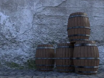 Low Poly Wooden Barrel for game Low-poly 3D model