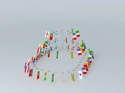 wtcflag tree made of metal pins Free 3D model