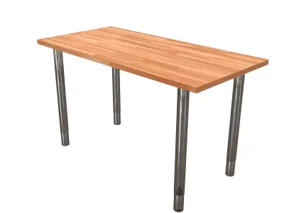 Gerton hickory kitchen table with stainless steel legs Free 3D model
