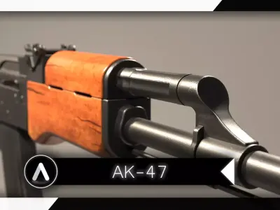 Ak47 high quality weapon model Low-poly 3D model