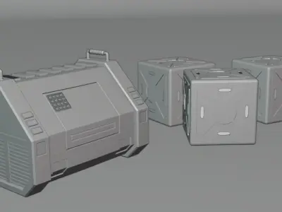 Scifi containers 3D model