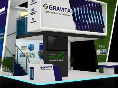 6mtr x 6mtr expo stall 3side open Exhibition Stand Free low-poly 3D model