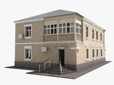 Two storey 1960s soviet historic building 3D model