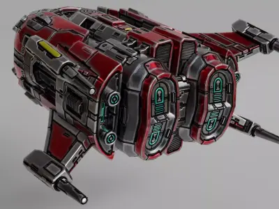 Scifi Spaceship RED Low-poly 3D model