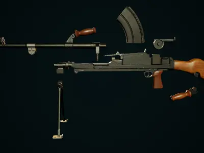 Bren Mk I -  WW2 British Machine Gun PBR Low-poly 3D model Low-poly 3D model
