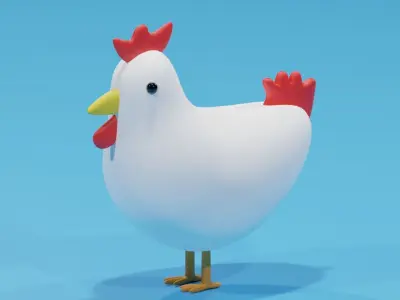 Cartoon Lovely Chicken Low-poly 3D model