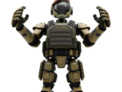 Military Robot Soldier  Fully Rigged and Animated for Versati... Low-poly 3D model