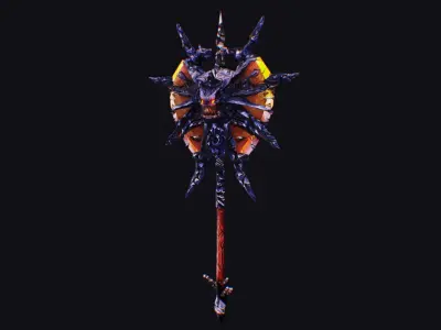 Axe Large Weapon Cutting Fantasy Melee Hatchet Dragon Head Low-poly 3D model