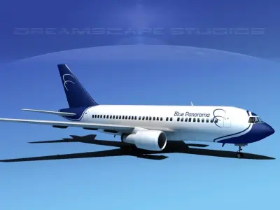 Boeing 767-200ER Blue Panorama 3D model