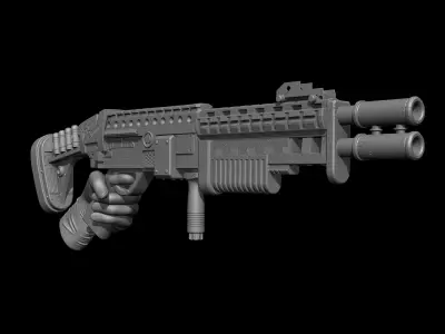 Gun with Hand 01 3D Model 3D print model