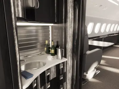 Buisiness jet interior Black 3D model