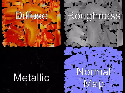 Fiery Phoenix Wings model pack Low-poly 3D model