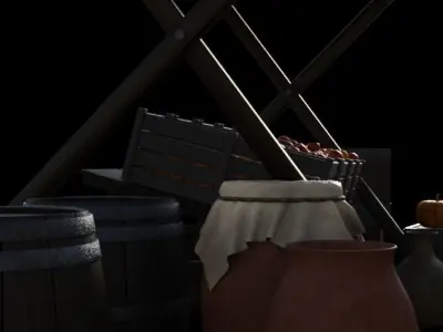 Display stand fruits Store Low-poly 3D model