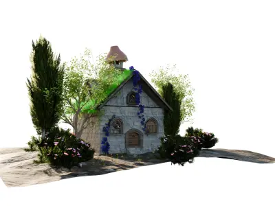 3D Forest Cottage Detailed House and Nature Scene 3D model