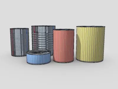 Tin Can Pack Low-poly 3D model