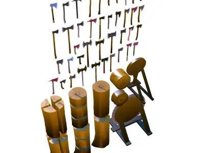 Axe Bits Low-poly 3D model