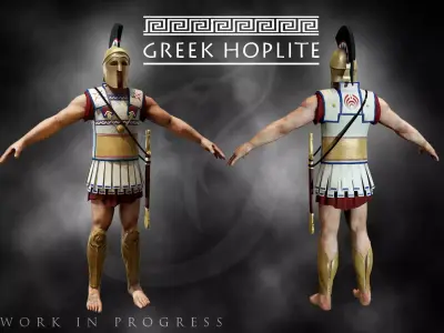 Hoplite 3d model greek work in progress Low-poly 3D model