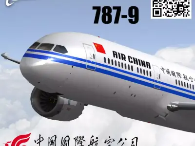 Boeing 787-9 Dreamliner Air China Low-poly 3D model