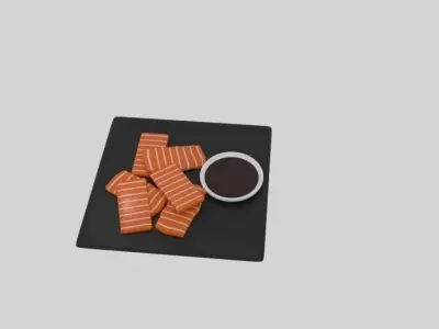 Salmon Sashimi Low-poly 3D model