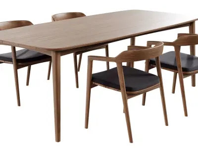 Dining Table Set - Chair - Furniture Free 3D model