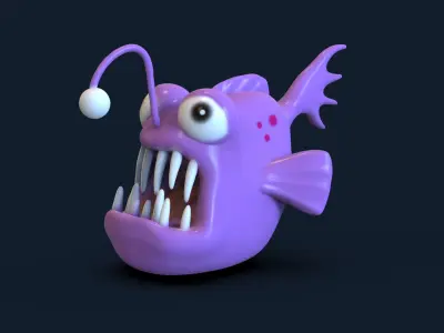 Evil Fish Toon Low-poly 3D model