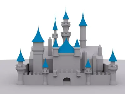 Castle disney with turrets Free low-poly 3D model