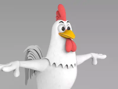 White Rooster Low and High Poly Low-poly 3D model