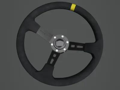 Steering Wheel 01 - Variation B - Black Stiches Low-poly 3D model