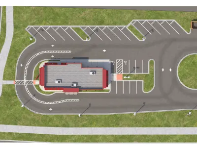 Retail-027 Popeyes With Site 3D model