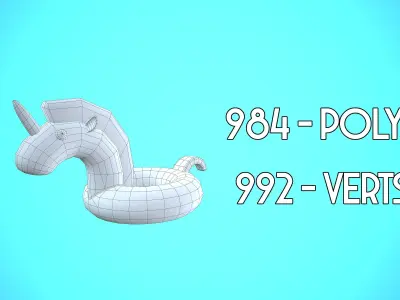 SWIMMING RING UNICORN CARTOON STYLIZED Low-poly 3D model