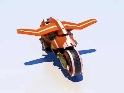 Sci-Fi Bike Tron high and low poly combo Low-poly 3D model