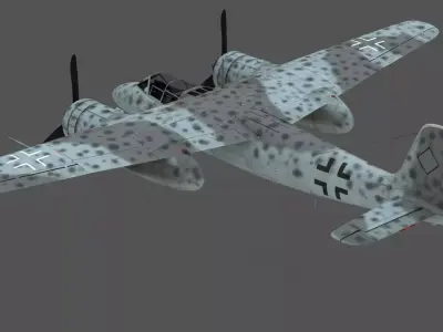 Focke-Wulf Ta 154 A 1 Moskito 3D Model German Night Fighter Low-poly 3D model