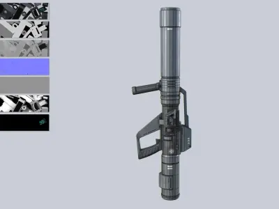 Scifi bazooka Low-poly 3D model
