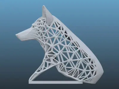 Futuristic Cyber Wolf Statue PM-84 3D print model
