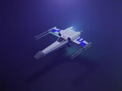 Low Poly X-WING 3D model Animated Low-poly 3D model