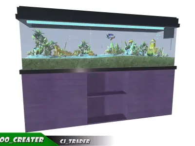 Aquarium Low-poly 3D model animated Low-poly 3D model