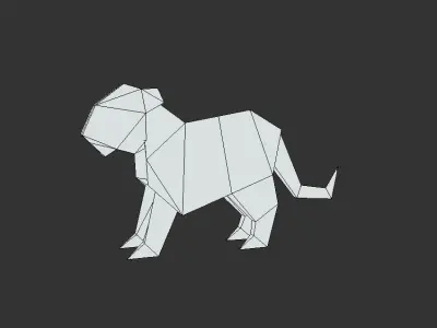 Origami Tiger Low-poly 3D model