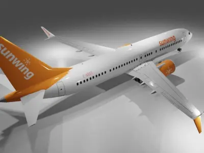 Sunwing Airlines Boeing 737 max 8 3D model  Low-poly 3D model