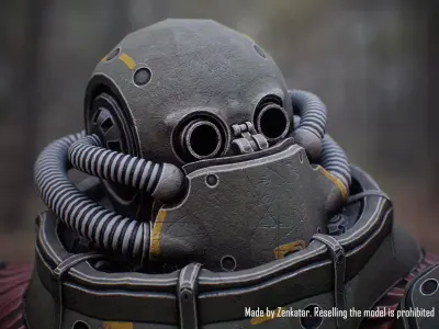 Rigged Juggernaut Military Robot with Minigun Low-poly 3D model