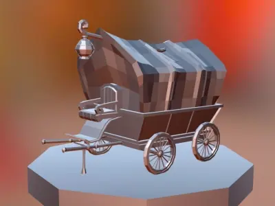 Coach covered wagon Free low-poly 3D model
