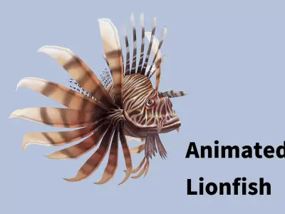 animated lionfish Low-poly 3D model