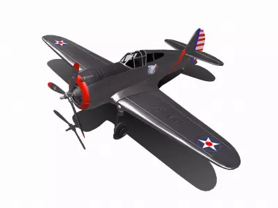 Curtiss P-36 Hawk Low-poly 3D model