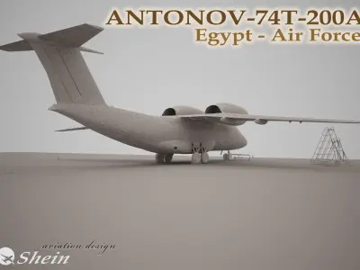 Antonov-74T-200A Egypt - Air Force Low-poly 3D model Low-poly 3D model