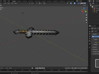 Minecraft stone sword Free low-poly 3D model