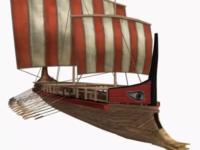 Low-poly Greek Trireme Low-poly 3D model