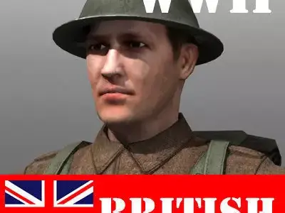 British Soldier and Lee Enfield Low-poly 3D model