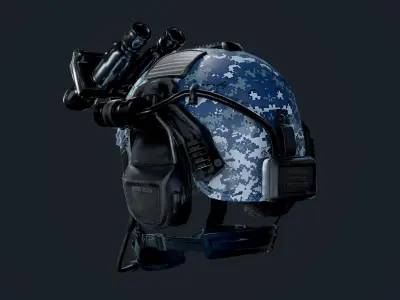 Military Helmet Navy Camo Game Ready Low-poly 3D model